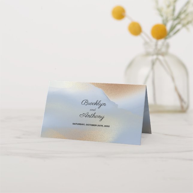 Luxury Golden Texture  Place Card (Back)