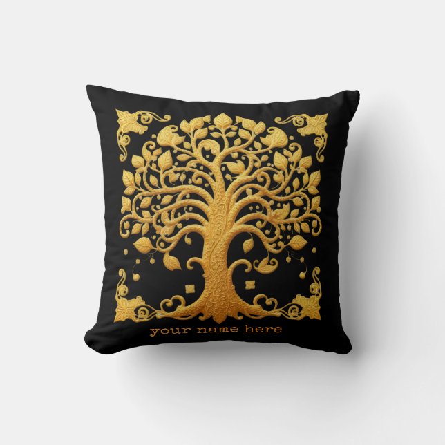 Luxury Golden Tree of Life Cushion (Front)