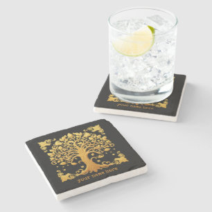 Luxury Golden Tree of Life Stone Coaster