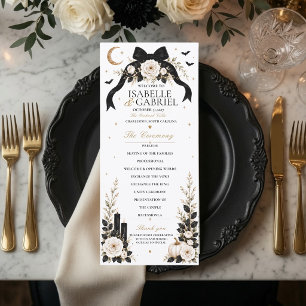 Luxury Gothic Black Bow Wedding Program Menu