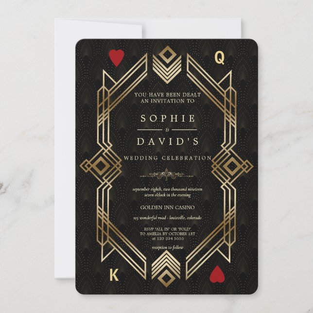 Luxury Great Gatsby Casino Las Vegas Poker Wedding Invitation (Front)