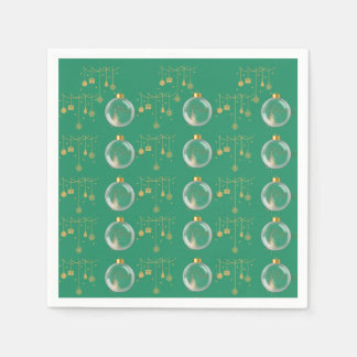Luxury Green and Gold Bauble Christmas Napkin