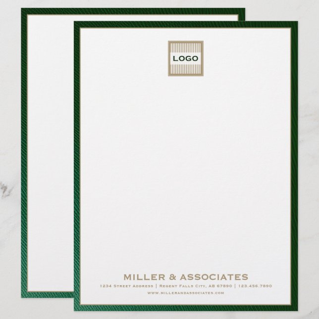 Luxury Green and Gold Letterhead with Custom Logo (Front/Back)
