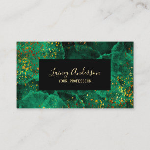 Luxury green black and faux gold foil glitter business card
