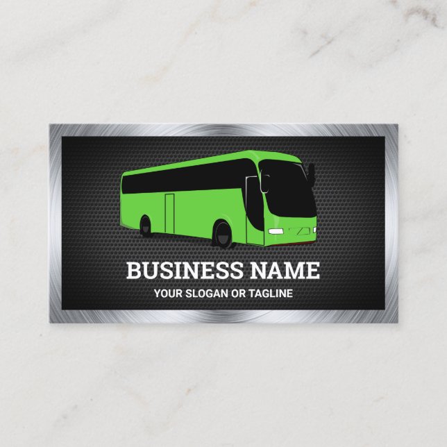 Luxury Green Bus Sightseeing Tours Travel Agent Business Card (Front)