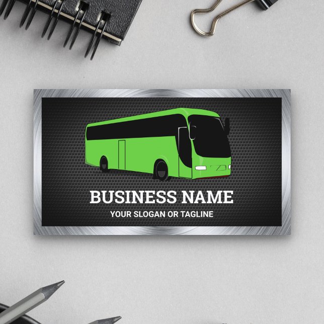 Luxury Green Bus Sightseeing Tours Travel Agent Business Card (Creator Uploaded)