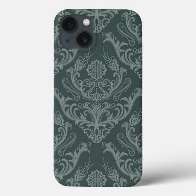 Luxury green floral damask wallpaper Case-Mate iPhone case (Back)