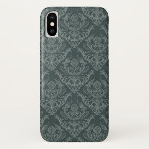 Luxury green floral damask wallpaper iPhone x case