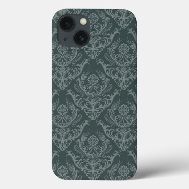 Luxury green floral damask wallpaper Case-Mate iPhone case (Back)