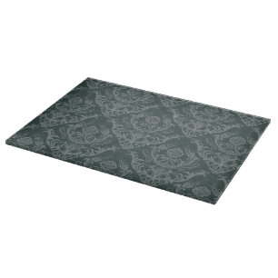 Luxury green floral damask wallpaper cutting board