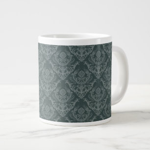 Luxury green floral damask wallpaper large coffee mug