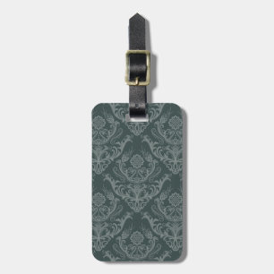 Luxury green floral damask wallpaper luggage tag