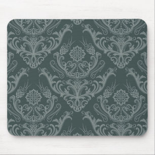 Luxury green floral damask wallpaper mouse mat