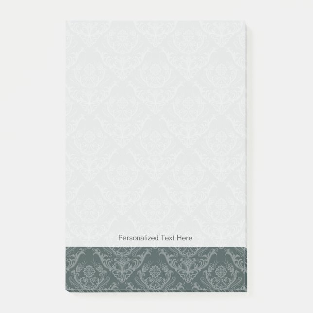 Luxury green floral damask wallpaper post-it notes (Front)