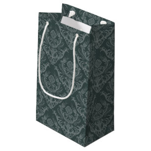 Luxury green floral damask wallpaper small gift bag