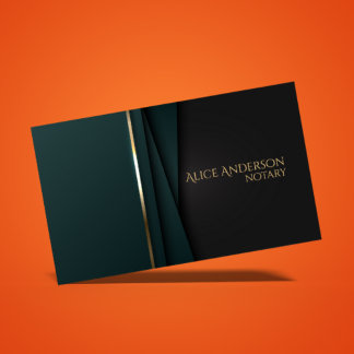 Luxury green gold elegant notary Business Card