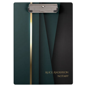 Luxury green gold elegant notary simple glam pock clipboard