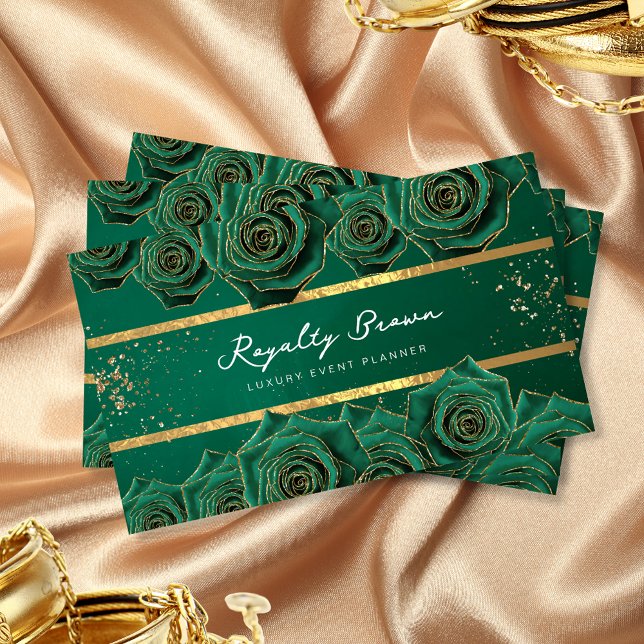 Luxury Green Gold Floral Business Card (Creator Uploaded)