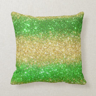 Luxury Green Gold Glitter Cushion