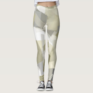 Luxury Green Grey White Watercolor Abstract Art Leggings