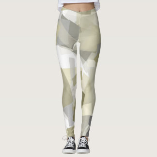 Luxury Green Grey White Watercolor Abstract Art Leggings