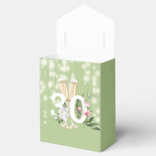 Luxury Green Personalised Floral 30th Birthday Favour Box