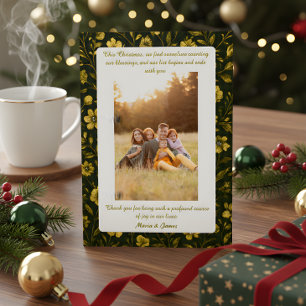 Luxury Green Plaid Portrait Photo Christmas Holiday Card