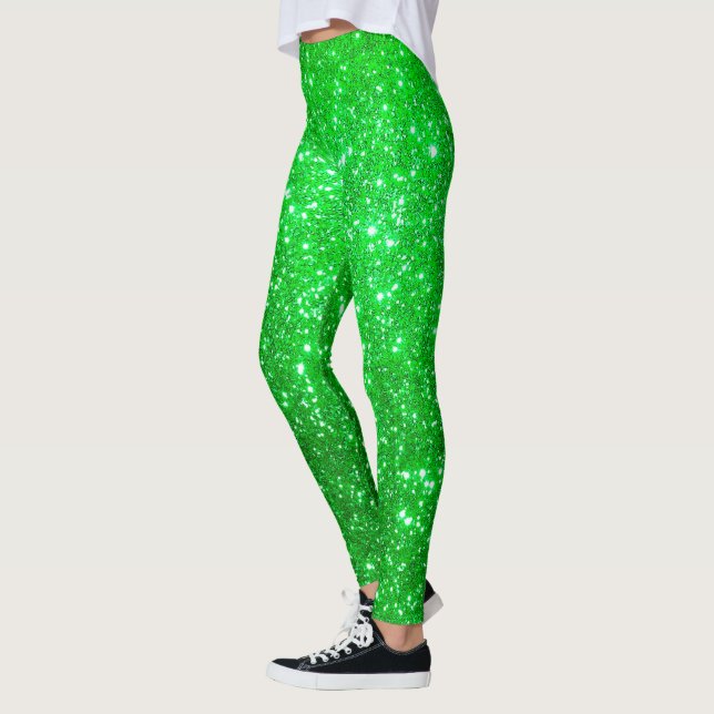 Luxury Green Popular Gift Gold Glitter Leggings (Left)