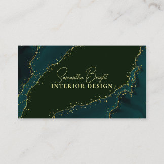 Luxury Green Sparkly gold Business Card