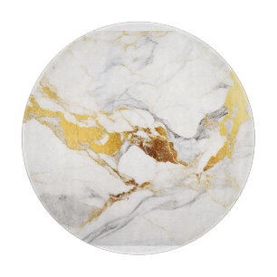 Luxury Grey and Gold Texture White Marble Cutting Board
