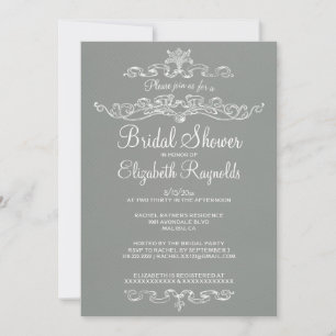 Luxury Grey Bridal Shower Invitations