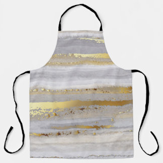 Luxury Grey Gold Watercolor Texture Apron