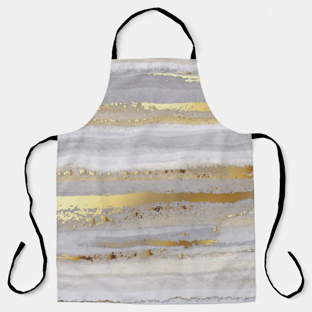 Luxury Grey Gold Watercolor Texture Apron (Front)