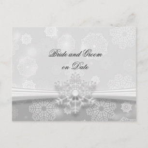 Luxury Grey Snowflakes Winter Save date card