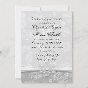 Luxury Grey Snowflakes Winter Wedding Invite