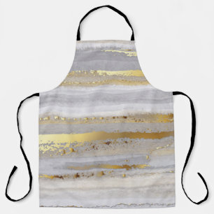 Luxury grey watercolor and gold texture apron