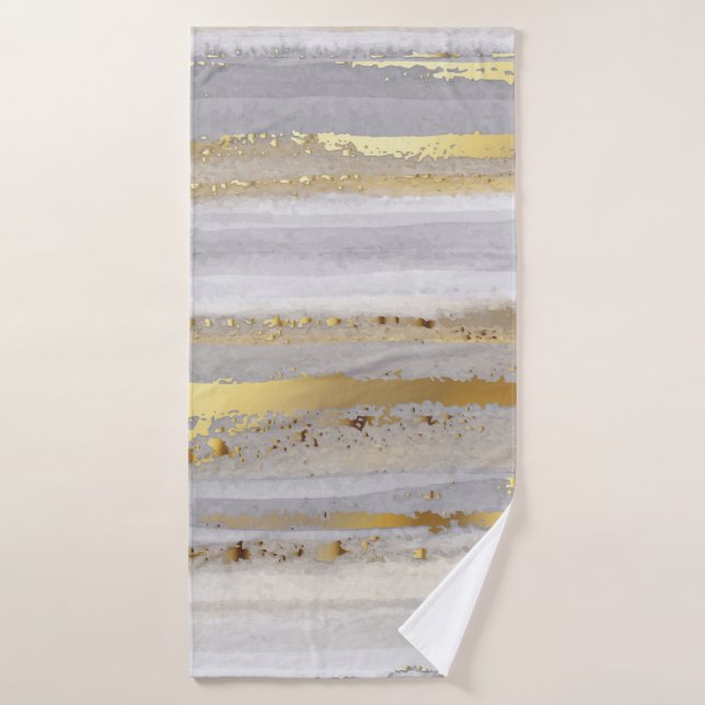 Luxury grey watercolor and gold texture bath towel (Bath Towel)