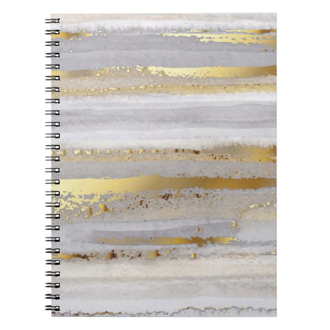 Luxury grey watercolor and gold texture notebook (Front)