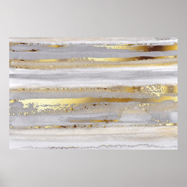 Luxury grey watercolor and gold texture poster (Front)