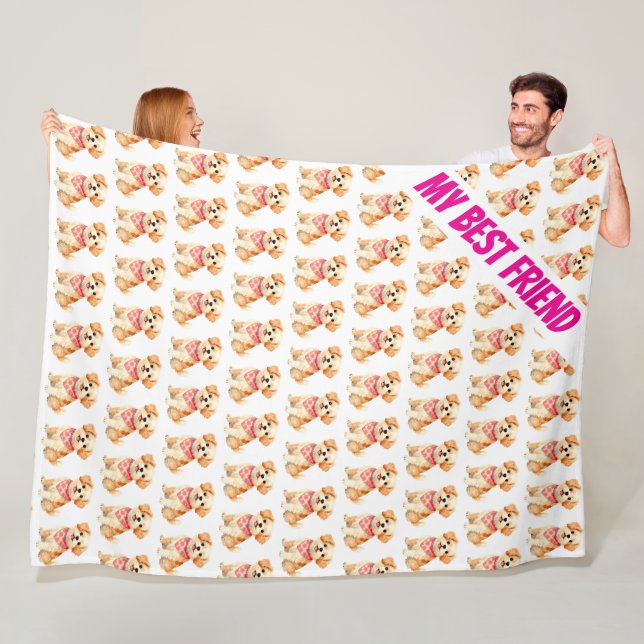 Luxury Grooming Pet Personalized Modern Collection Fleece Blanket (In Situ)
