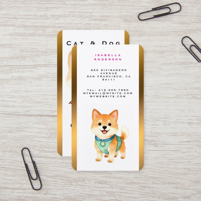 Luxury Grooming Pet Personalized Trendy Collection Business Card (Front/Back In Situ)