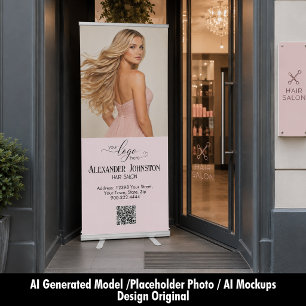 Luxury Hair Salon QR Branding Display Retractable Banner