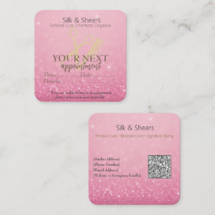 Luxury Hair Studio   Pink Glitter and Gold Logo -  Loyalty Card