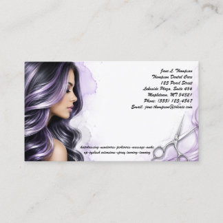💜 Luxury Hair Stylist Business Card