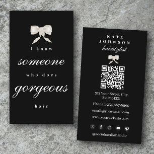 Luxury Hairstylist Beaty Salon Hairdresser QR Code Business Card