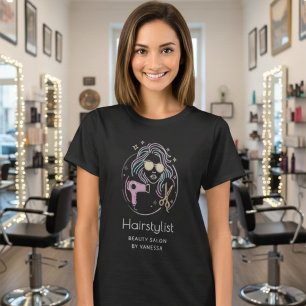 Luxury Hairstylist Beauty Salon Modern Black T-Shirt