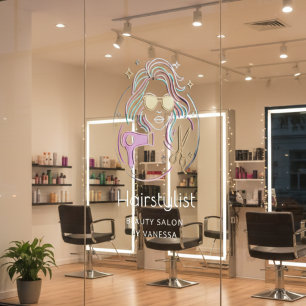Luxury Hairstylist Beauty Salon Modern Black Window Cling