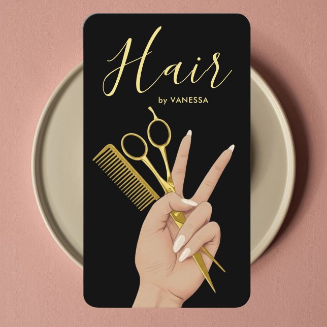 Luxury Hairstylist Hairdresser Chic Beauty QR Code Business Card (Creator Uploaded)