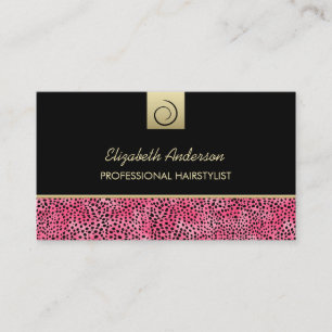 Luxury Hairstylist Pink Cheetah Print Hair Salon Business Card