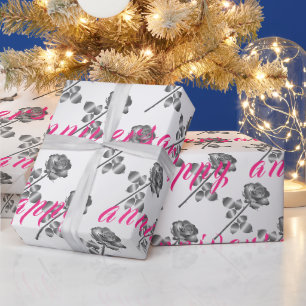 Luxury Happy Floral Silver 25th Anniversary Wrapping Paper